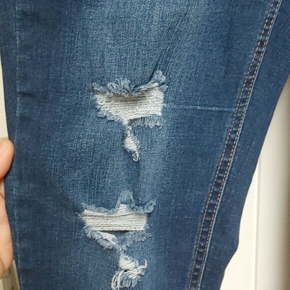 WAX JEAN dark wash blue destroyed skinny stretchy jeans size 13 - Picture 4 of 15